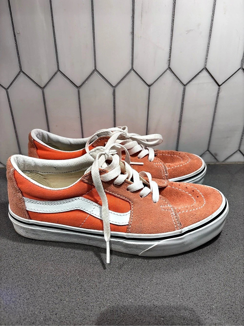 Vans Sk8-Hi Orange Suede Canvas Sneakers & White Sneakers